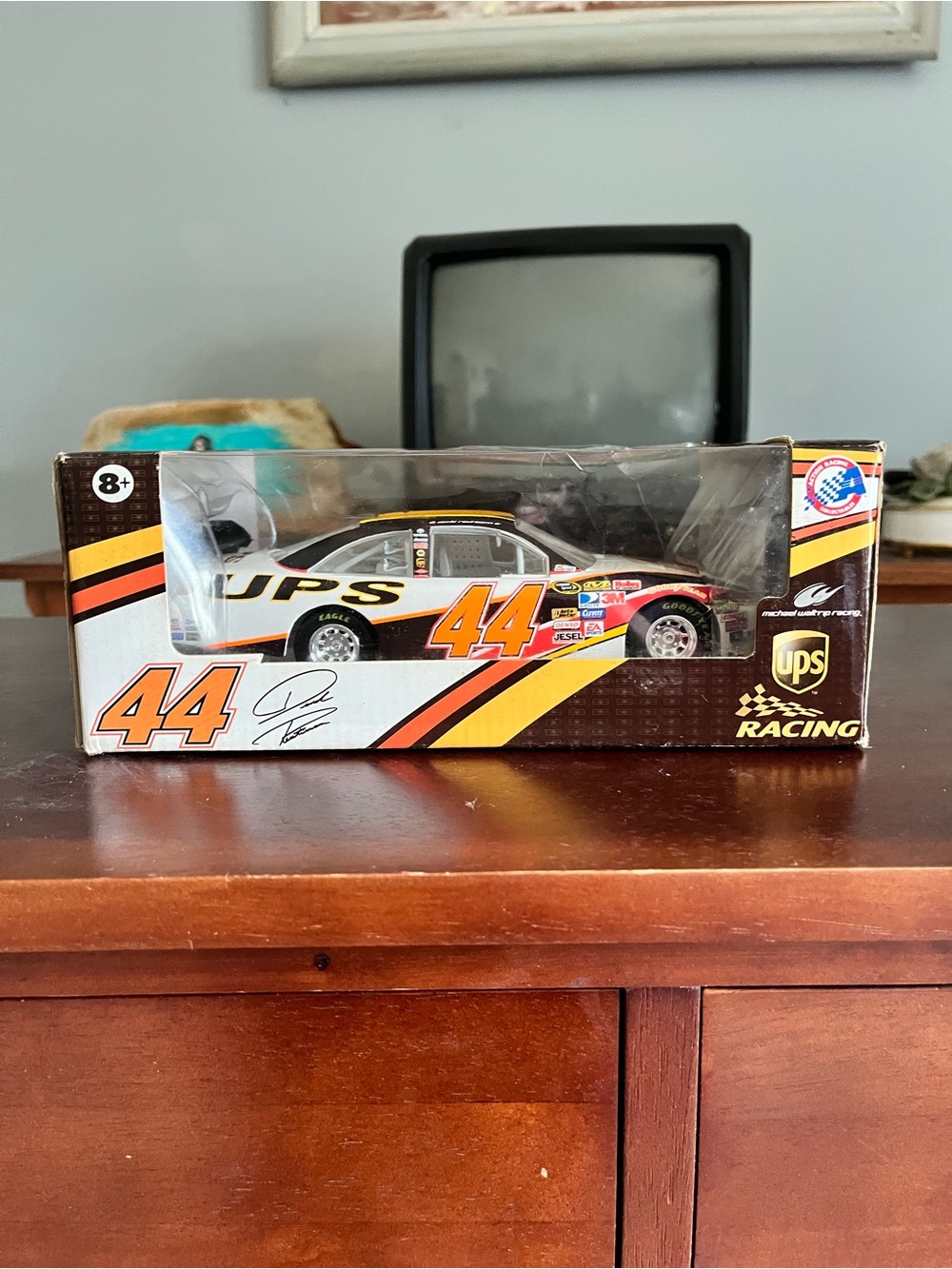 #44 Kids Toy Race Car - Brown and Yellow